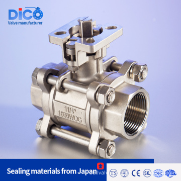 Thread End Stainless Steel ISO5211 3PC Ball Valve